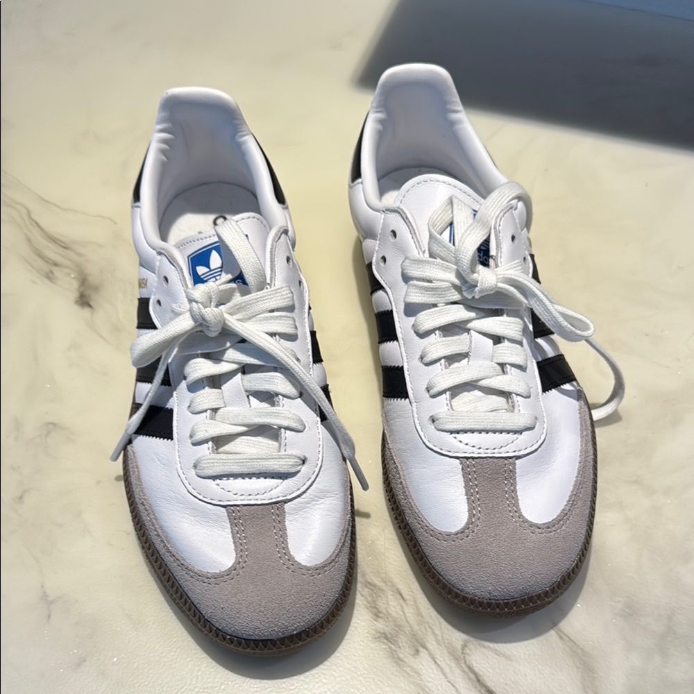 Adidas White and Gray Classic Sneakers M8 W9 NWOT